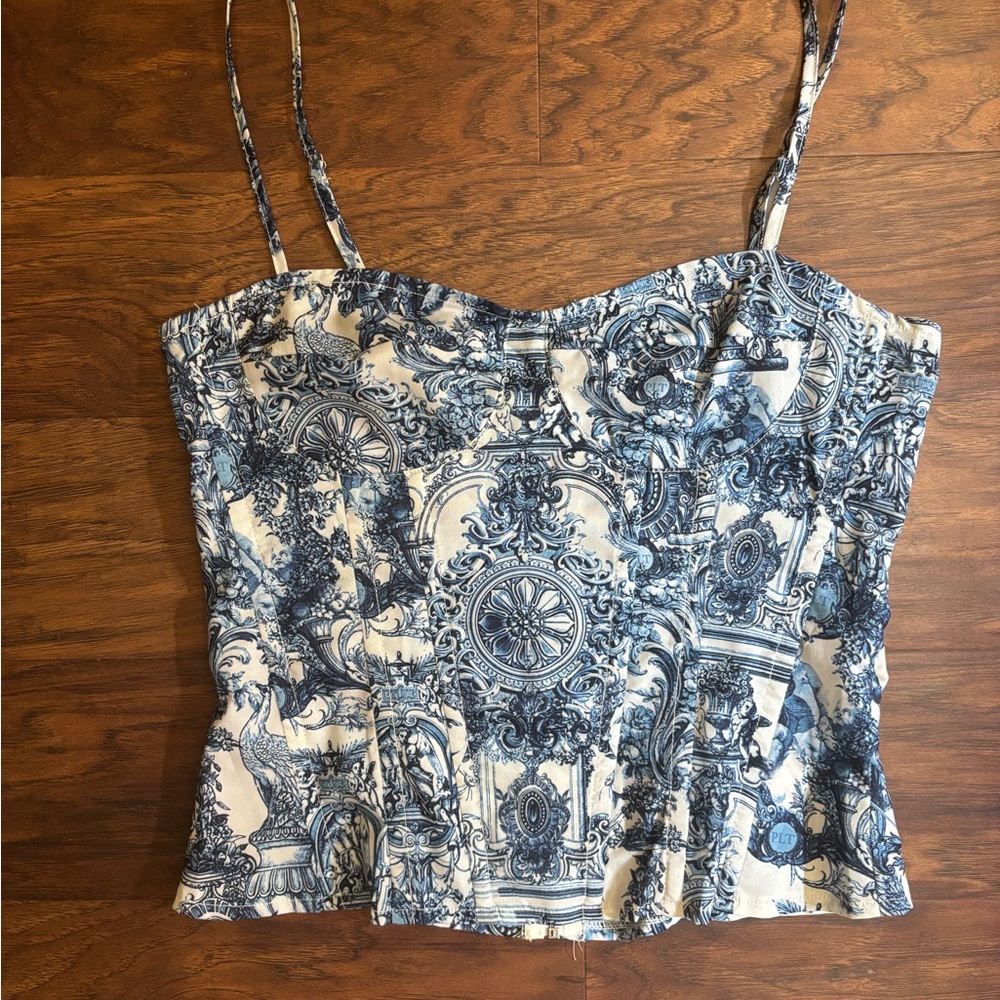 PrettyLittleThing Blue Renaissance Corset Top